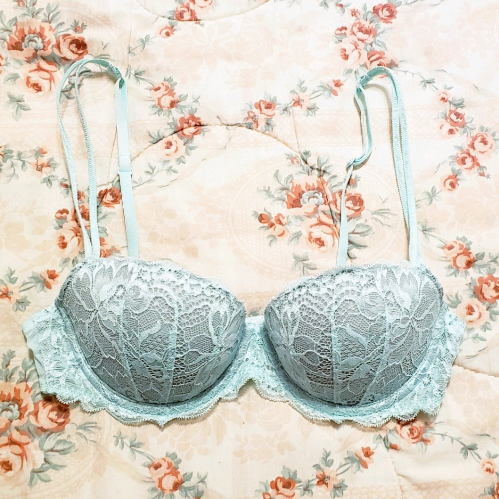Light Blue Lace Padded Underwire Bra